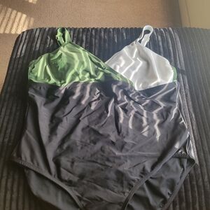 Kona Sol Green, White, and Black One-Piece Swimsuit